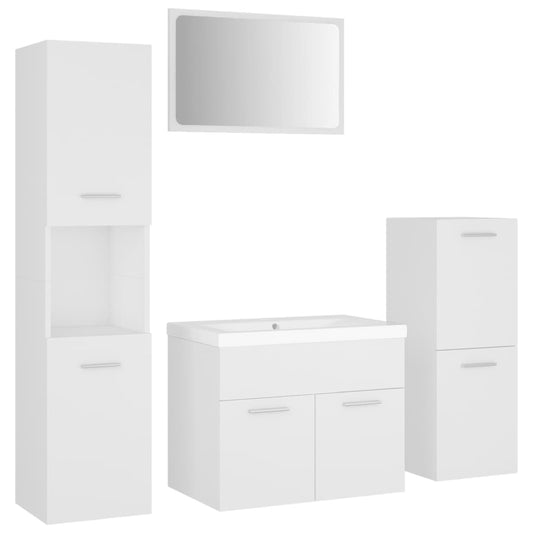 Bathroom Furniture Set White Engineered Wood Bathroom Furniture Set White Engineered Wood