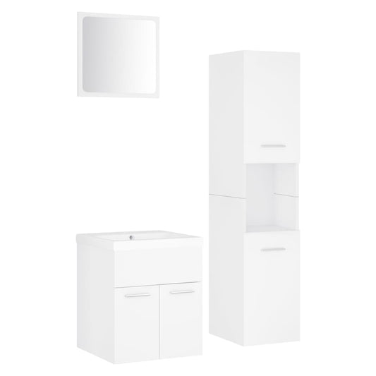Bathroom Furniture Set White Engineered Wood Bathroom Furniture Set White Engineered Wood