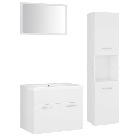 Bathroom Furniture Set White Engineered Wood Bathroom Furniture Set White Engineered Wood