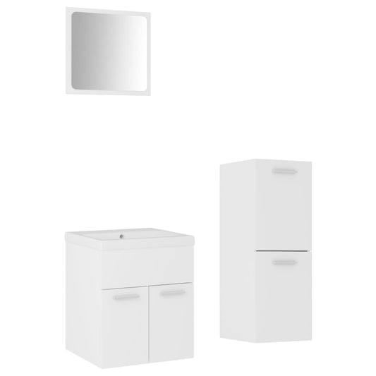 Bathroom Furniture Set White Engineered Wood Bathroom Furniture Set White Engineered Wood