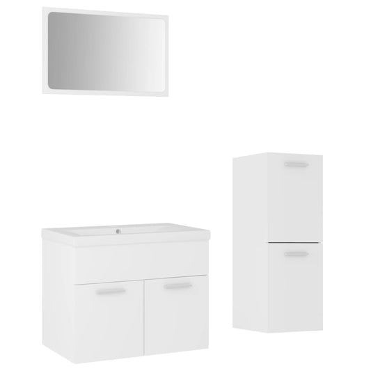 Bathroom Furniture Set White Engineered Wood Bathroom Furniture Set White Engineered Wood