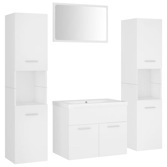 Bathroom Furniture Set White Engineered Wood Bathroom Furniture Set White Engineered Wood