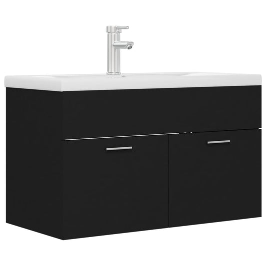 Sink Cabinet with Built-in Basin Black Engineered Wood Sink Cabinet with Built-in Basin Black Engineered Wood