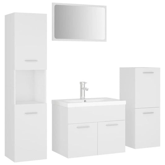 Bathroom Furniture Set White Engineered Wood Bathroom Furniture Set White Engineered Wood