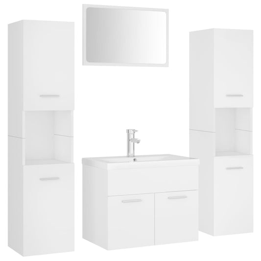 Bathroom Furniture Set White Engineered Wood Bathroom Furniture Set White Engineered Wood