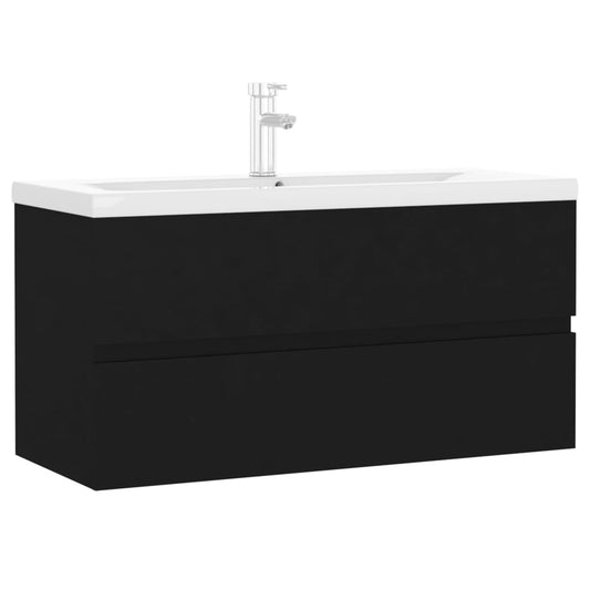 Sink Cabinet with Built-in Basin Black Engineered Wood Sink Cabinet with Built-in Basin Black Engineered Wood