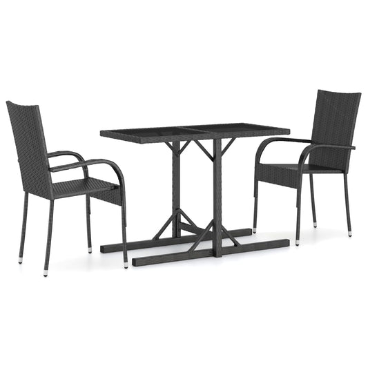 Dining Set | Black | Polyethylene rattan, Powder-coated steel, Glass Dining Set | Black | Polyethylene rattan, Powder-coated steel, Glass