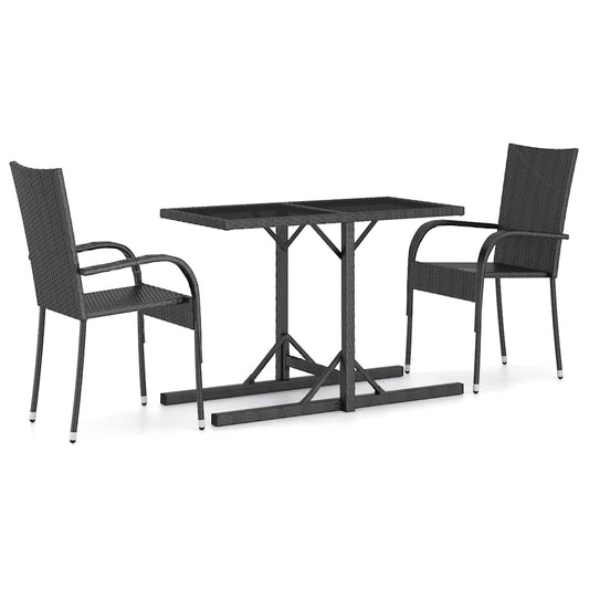 3 Piece Garden Dining Set Black 3 Piece Garden Dining Set Black