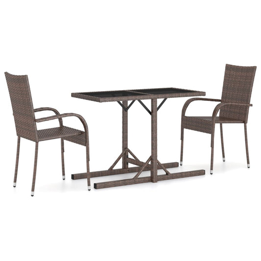 Dining Set | Brown | Poly rattan, powder-coated steel, glass | Medium Dining Set | Brown | Poly rattan, powder-coated steel, glass | Medium