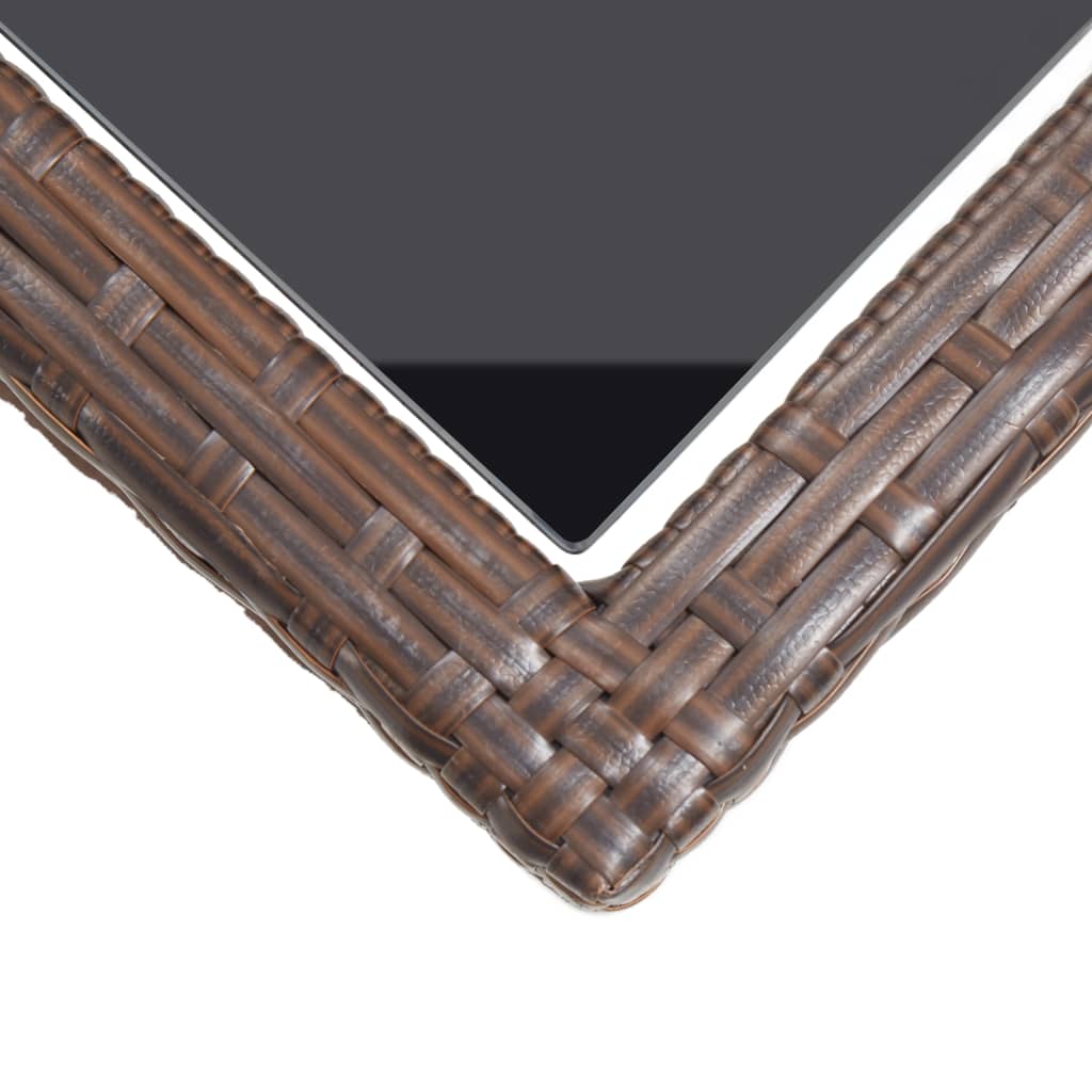 Dining Set | Brown | Poly rattan, powder-coated steel, glass | Medium
