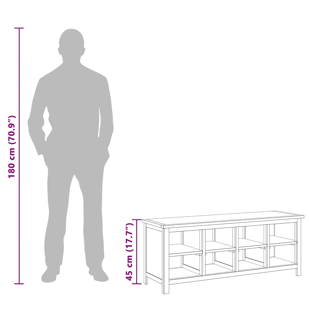 327436 vidaXL Shoe Rack 114x37x45 cm Solid Oak Wood