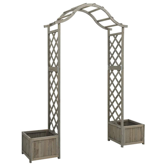 Garden Pergola with Planter Grey Solid Firwood Garden Pergola with Planter Grey Solid Firwood