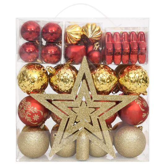 70 Piece Christmas Bauble Set Gold and Red 70 Piece Christmas Bauble Set Gold and Red