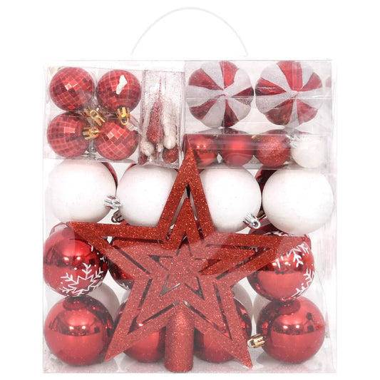 64 Piece Christmas Bauble Set Red and White 64 Piece Christmas Bauble Set Red and White
