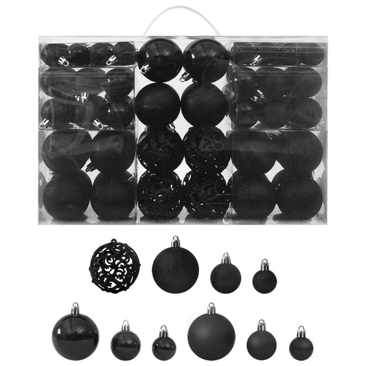 100 Piece Christmas Ball Set Black 100 Piece Christmas Ball Set Black
