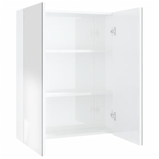 Bathroom Mirror Cabinet 60x15x75 cm MDF Shining White Bathroom Mirror Cabinet 60x15x75 cm MDF Shining White