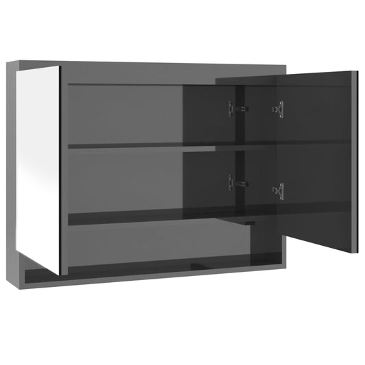 Bathroom Mirror Cabinet 80x15x60 cm MDF Shining Grey Bathroom Mirror Cabinet 80x15x60 cm MDF Shining Grey