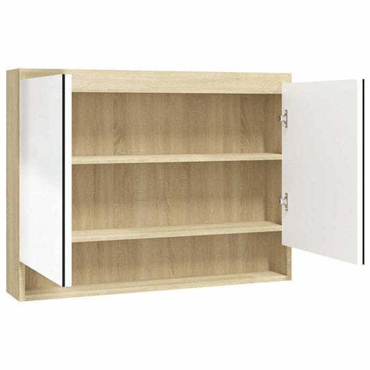 331537 vidaXL Bathroom Mirror Cabinet 80x15x60 cm MDF White and Oak 331537 vidaXL Bathroom Mirror Cabinet 80x15x60 cm MDF White and Oak