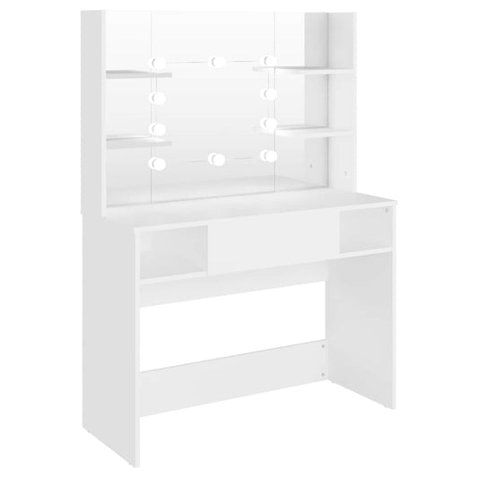 Makeup Table with LED Lights 100x40x135 cm MDF White Makeup Table with LED Lights 100x40x135 cm MDF White