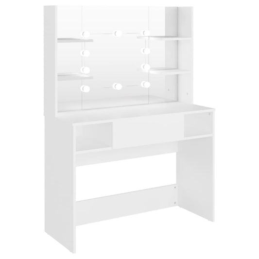 Makeup Table with LED Lights 100x40x135 cm MDF White Makeup Table with LED Lights 100x40x135 cm MDF White
