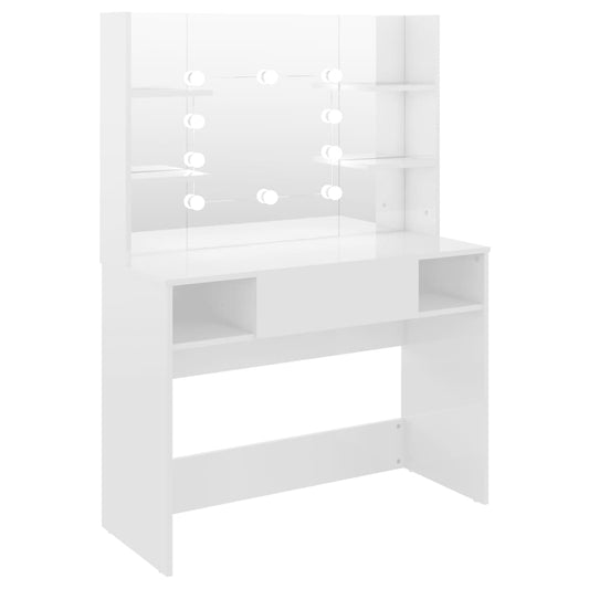 Makeup Table with LED Lights 100x40x135 cm MDF Shining White Makeup Table with LED Lights 100x40x135 cm MDF Shining White