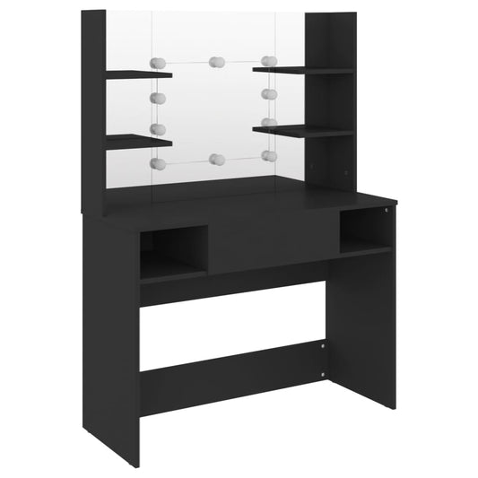 Makeup Table with LED Lights 100x40x135 cm MDF Black Makeup Table with LED Lights 100x40x135 cm MDF Black