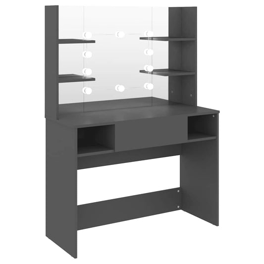 Makeup Table with LED Lights 100x40x135 cm MDF Grey Makeup Table with LED Lights 100x40x135 cm MDF Grey