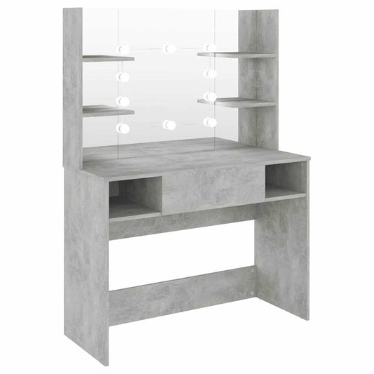 Makeup Table with LED Lights 100x40x135 cm MDF Concrete Grey Makeup Table with LED Lights 100x40x135 cm MDF Concrete Grey