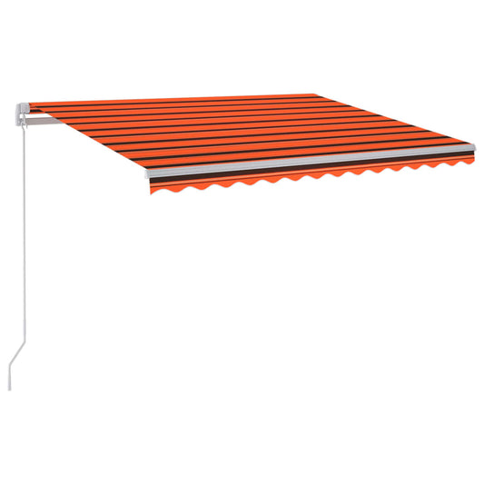 Manual Retractable Awning with LED 300x250 cm Orange and Brown Manual Retractable Awning with LED 300x250 cm Orange and Brown