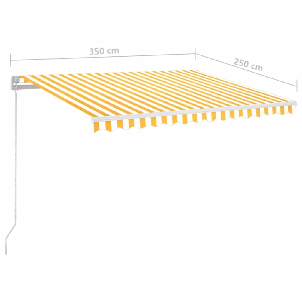 3068883 vidaXL Manual Retractable Awning with LED 350x250 cm Yellow and White (313200+313174)