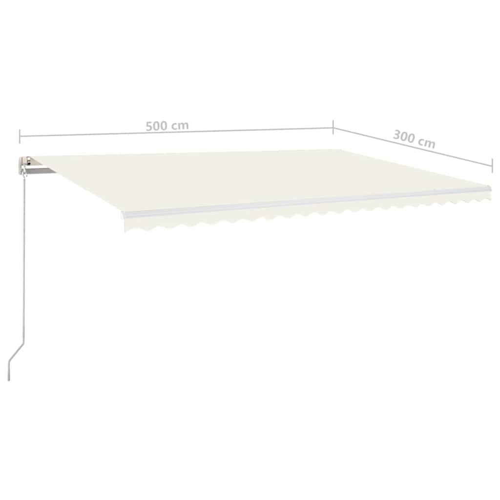 Retractable Awning Cream 500 x 300 cm Fabric and Aluminium