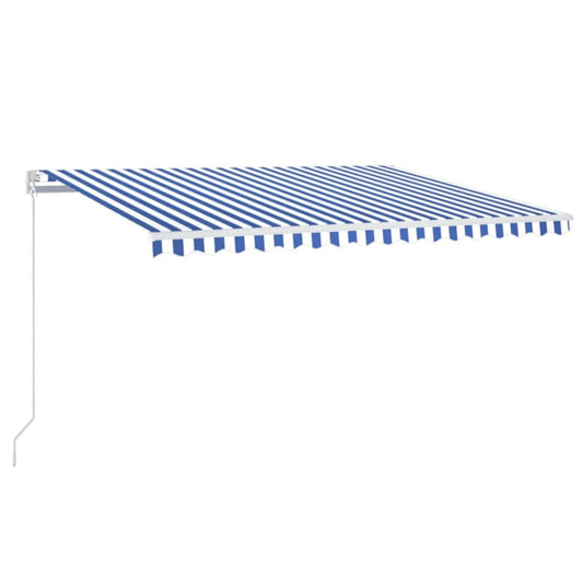 Manual Retractable Awning with LED 400x350 cm Blue and White Manual Retractable Awning with LED 400x350 cm Blue and White