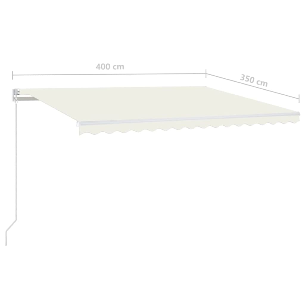 Manual Retractable Awning with LED 400x350 cm Cream
