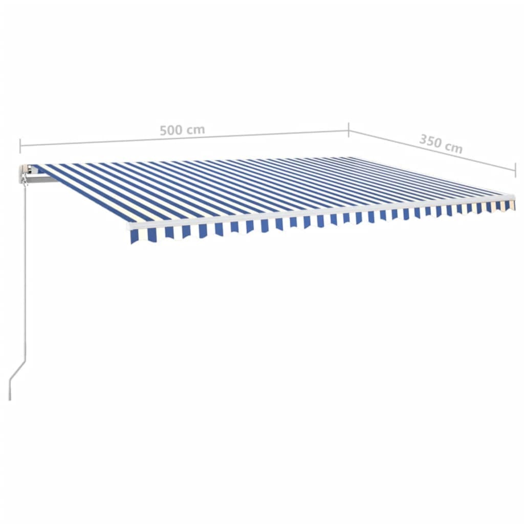 Manual Retractable Awning 500x350 cm Blue and White