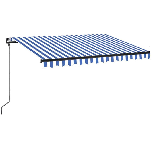 Manual Retractable Awning with LED 350x250 cm Blue and White Manual Retractable Awning with LED 350x250 cm Blue and White
