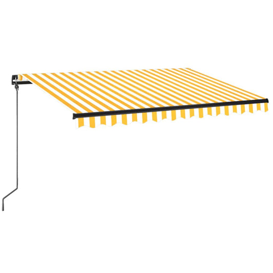 Manual Retractable Awning with LED 350x250 cm Yellow and White Manual Retractable Awning with LED 350x250 cm Yellow and White