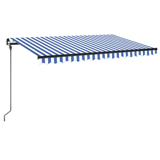 Manual Retractable Awning with LED 400x300 cm Blue and White Manual Retractable Awning with LED 400x300 cm Blue and White