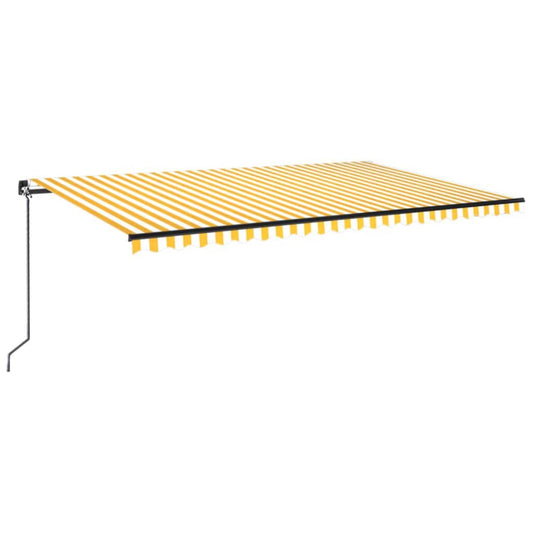 Manual Retractable Awning with LED 500x300 cm Yellow and White Manual Retractable Awning with LED 500x300 cm Yellow and White