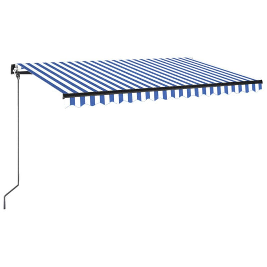 Manual Retractable Awning with LED 400x350 cm Blue and White Manual Retractable Awning with LED 400x350 cm Blue and White