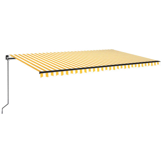 Manual Retractable Awning with LED 500x350 cm Yellow and White Manual Retractable Awning with LED 500x350 cm Yellow and White
