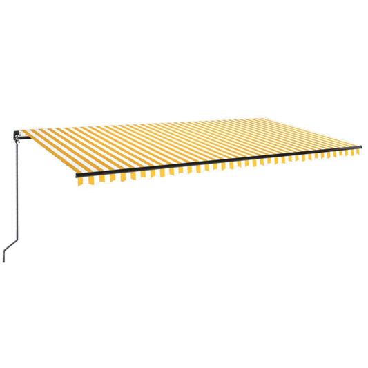Manual Retractable Awning with LED 600x350 cm Yellow and White Manual Retractable Awning with LED 600x350 cm Yellow and White