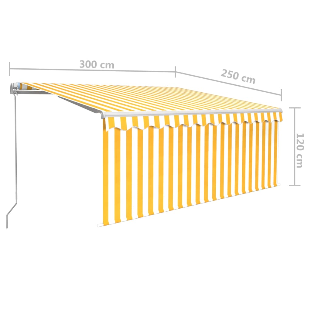 Retractable Awning Yellow and White 3 x 2.5 m Polyester