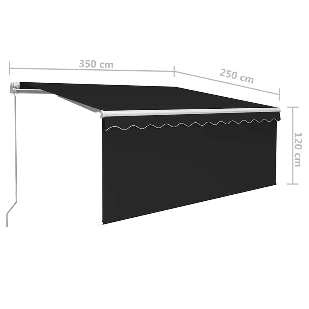 Manual Retractable Awning with Blind 3.5x2.5m Anthracite