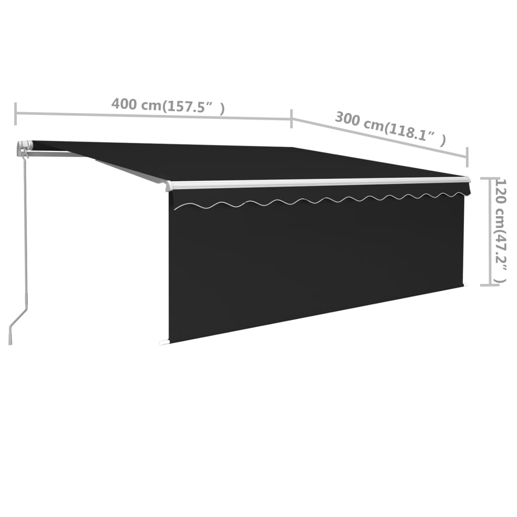Retractable Awning Anthracite 4 x 3 m Polyester