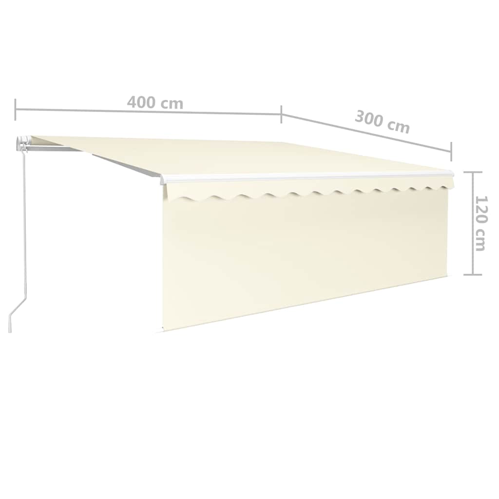 Manual Awning with Solar LED 4 x 3 m Cream 100% Polyester