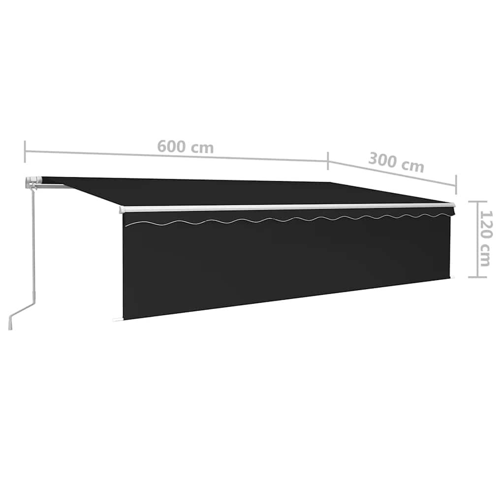 Manual Retractable Awning with Blind&LED 6x3m Anthracite