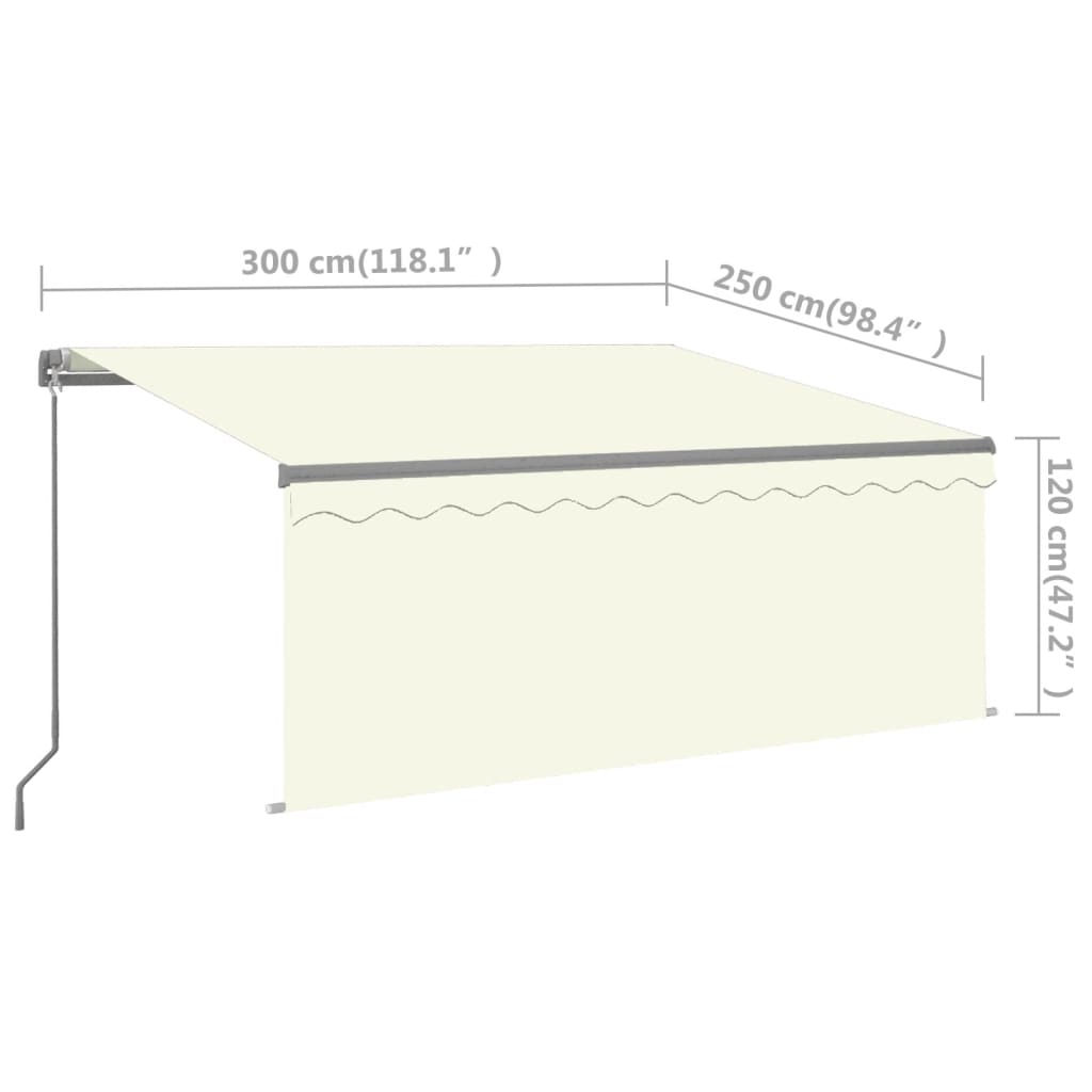 Manual Retractable Awning with Blind 3x2.5m Cream