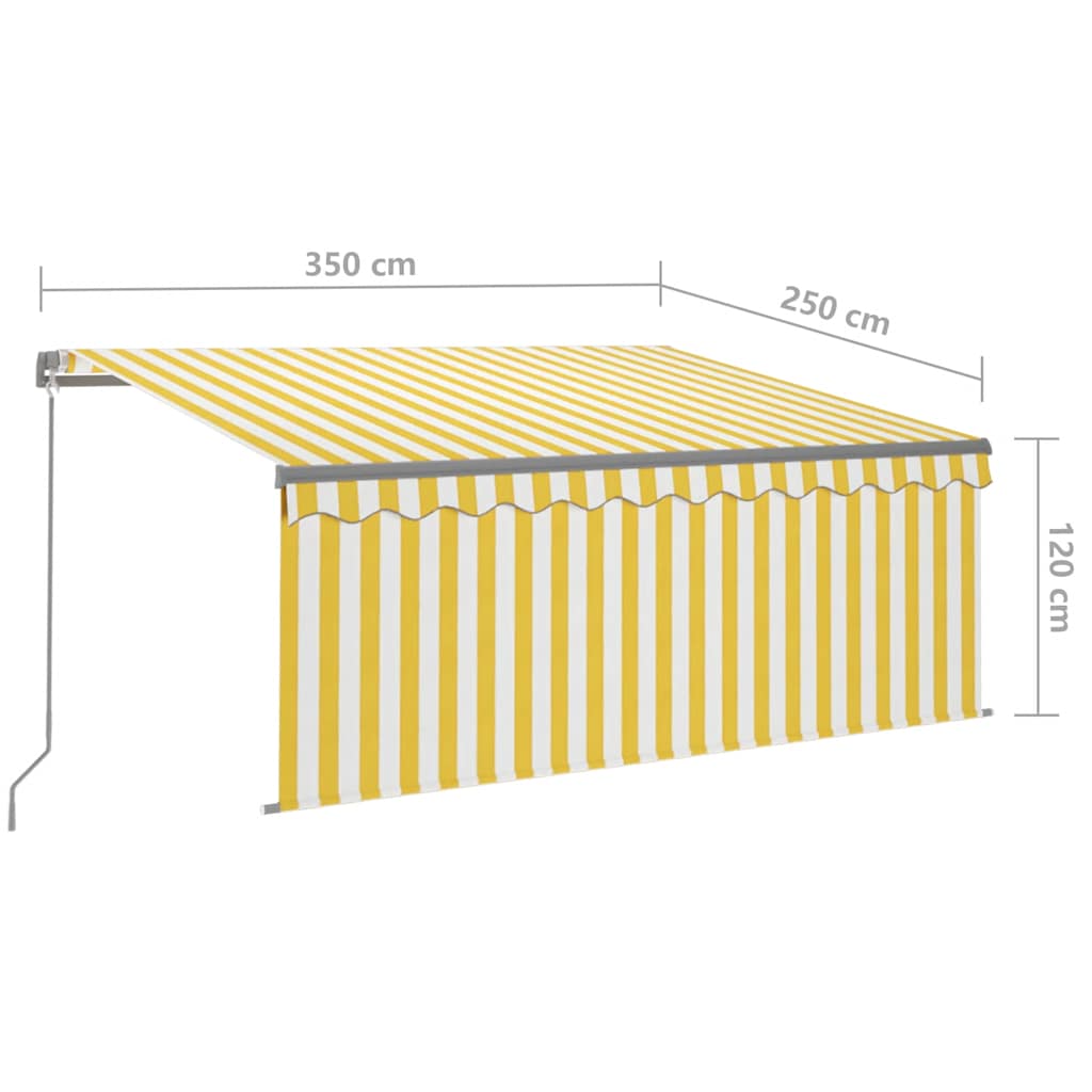 3069398 vidaXL Manual Retractable Awning with Blind 3,5x2,5m Yellow&White (313230+313174+313282)
