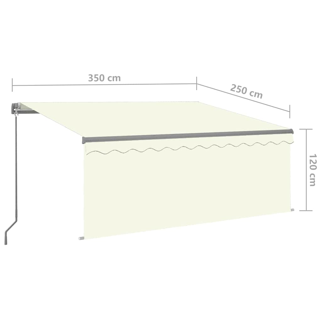 Manual Awning with Solar LED 3.5 x 2.5 m Cream 100% Polyester