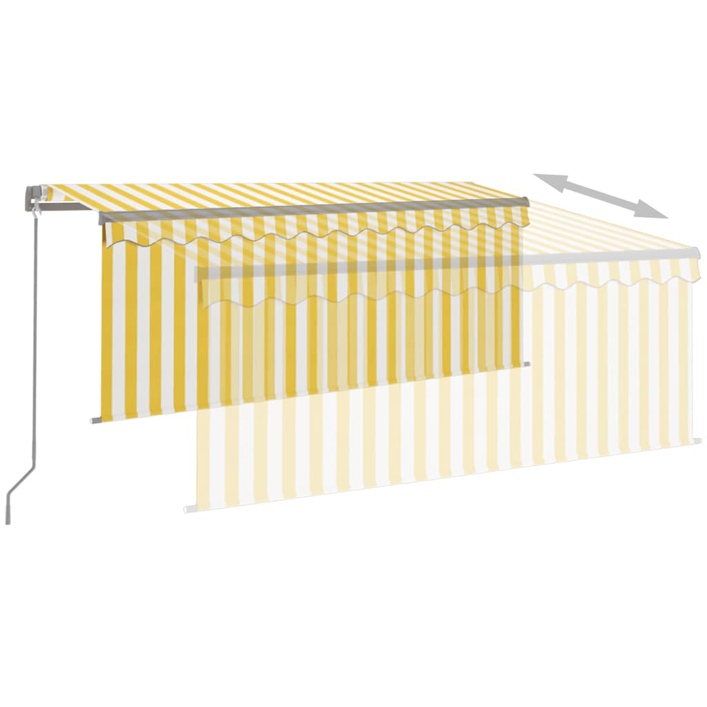 3069403 vidaXL Manual Retractable Awning with Blind&LED 3,5x2,5m Yellow&White (313240+313174+313282)